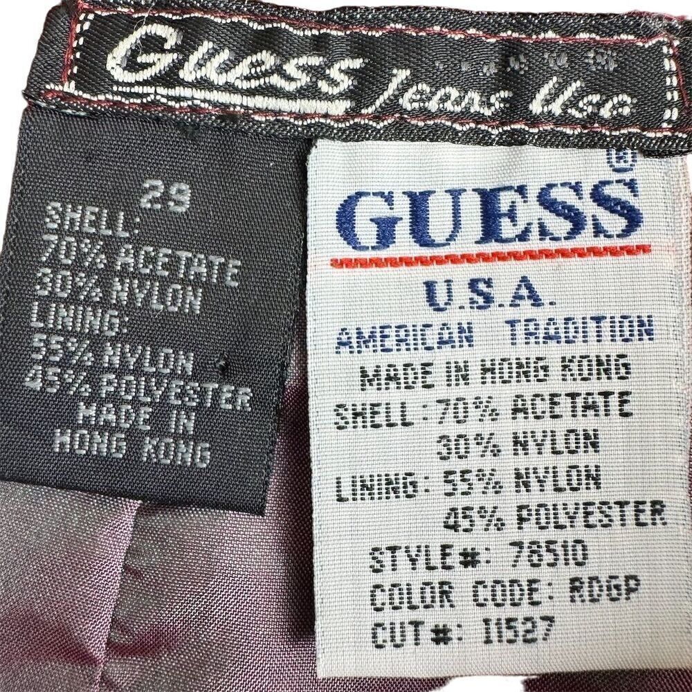 Vintage Guess Women's Crushed Velvet Mini Skirt Burgundy Size 29 - Picture 3 of 8